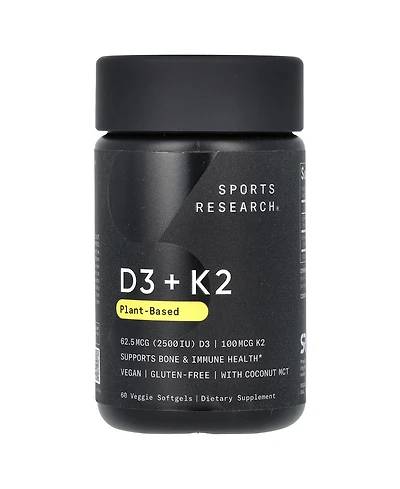 Sports Research D3 + K2 Plant-Based 62.5 mcg/100 mcg