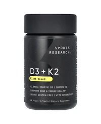 Sports Research D3 + K2 Plant-Based 62.5 mcg/100 mcg