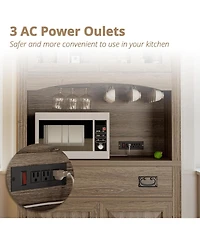 Farmhouse Kitchen Pantry, Storage Cabinet with Power Outlets