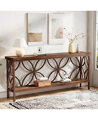 Tribesigns 70.9-Inch Narrow Sofa Table, Industrial Long Entry Console Table with Storage for Entryway, Living Room, Foyer, Unique Design