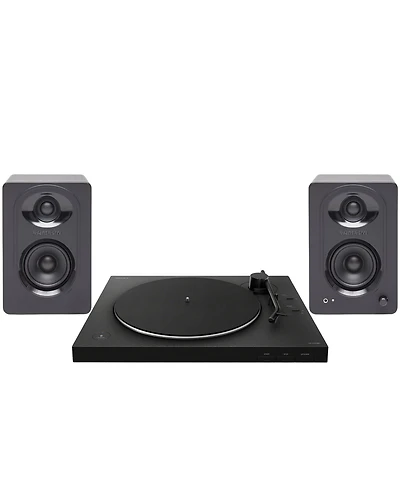 Sony Ps-LX310BT Wireless Turntable with Bluetooth Connectivity with 3-Inch Powered Studio Monitors Pair (Black) bundle