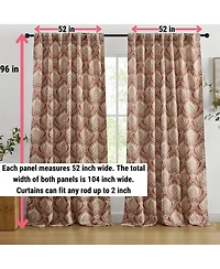 Hlc.me Messina Paisley Damask Patterned Back Tab Rod Pocket Curtains - Light Blocking Darkening Window Panels, Set of 2 (Spice Red