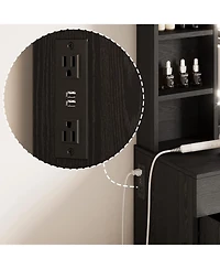 Vanity Desk with Led Lighted Mirror & Power Outlet