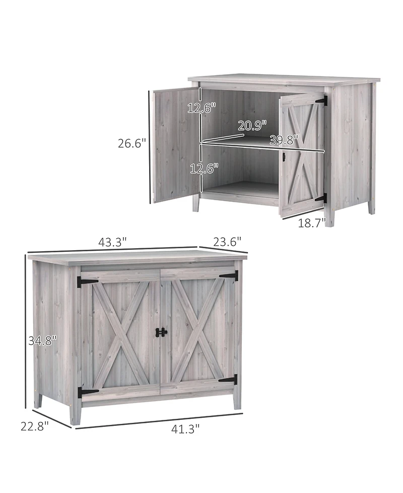 Outsunny Wood Outdoor Storage Cabinet Potting Shed with Shelf,
