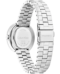 Calvin Klein Women's Twisted Bezel Silver Tone Stainless Steel Bracelet Watch, 34mm