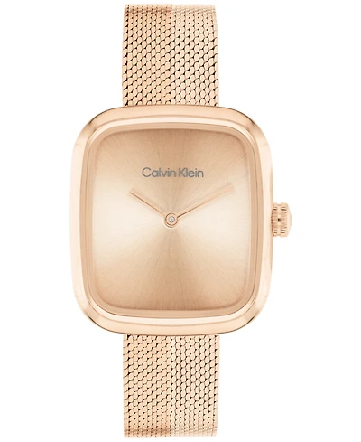Calvin Klein Women's Adore Rose Gold Tone Stainless Steel Mesh Bracelet Watch, 30mm