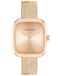 Calvin Klein Women's Adore Rose Gold Tone Stainless Steel Mesh Bracelet Watch, 30mm