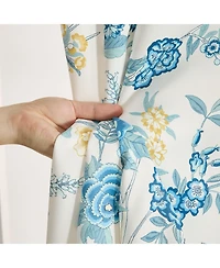 Hlc.me Scarlet Floral & Birds Patterned Back Tab Rod Pocket - Light Blocking Darkening Window Panels, Set of 2 (Grey, 52 W x 84 L)