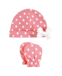Hudson Baby Baby Girls Hudson Cotton Cap and Scratch Mitten Set, Butterfly Floral, 0-6 Months