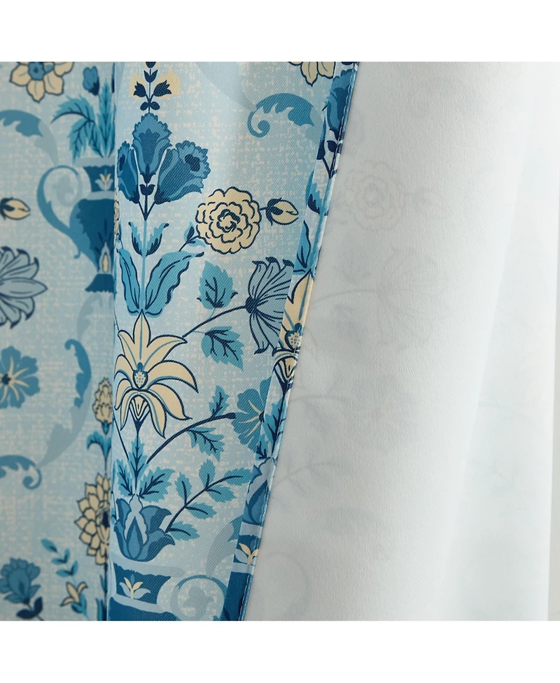 Hlc.me Clara Floral Damask Patterned Window Back Tab Rod Pocket Curtains Bedroom