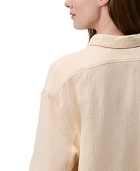 Calvin Klein Jeans Women's Double Gauze Roll-Tab-Sleeve Button-Down Shirt