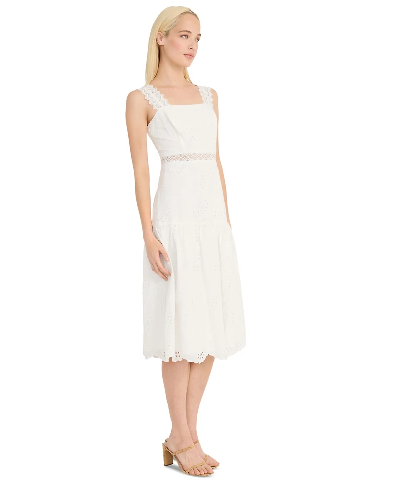 Donna Morgan Women's Eyelet-Embroidered Midi Dress