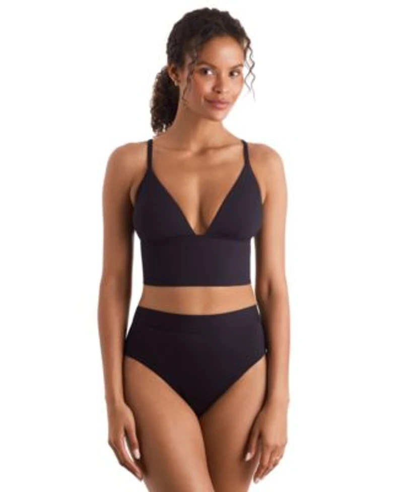 Mimi Flamingo Womens Blake Solid Tankini Top Brooke High Waisted Bikini Bottoms
