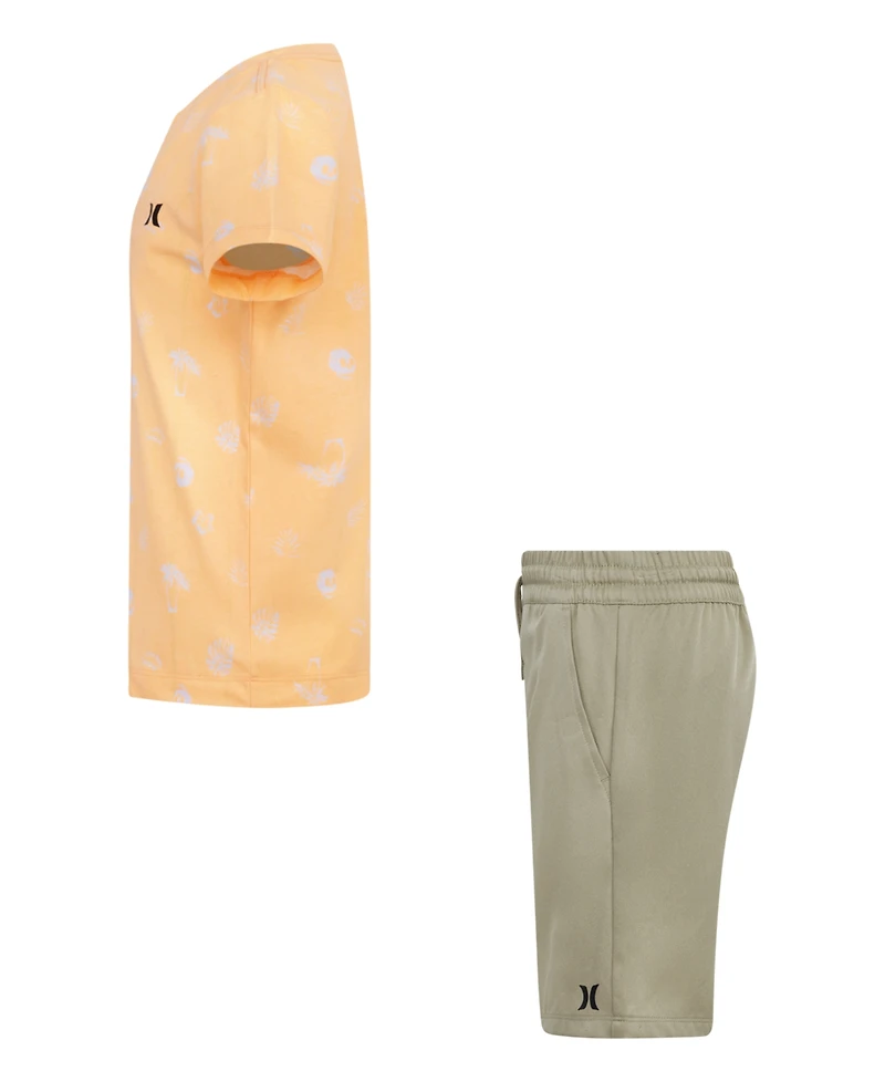 Hurley Little Boys 2-Piece Printed T-Shirt and Woven Shorts Set