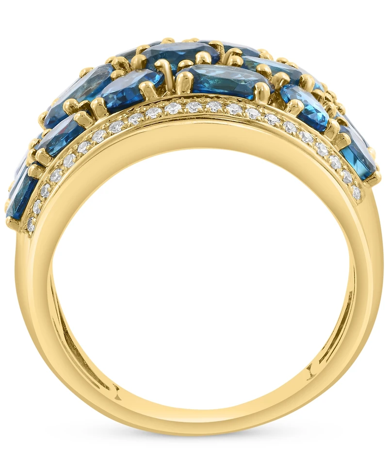 Effy London Blue Topaz (4-5/8 ct. t.w.) & Diamond (1/6 ct. t.w.) Cluster Ring in 14k Gold
