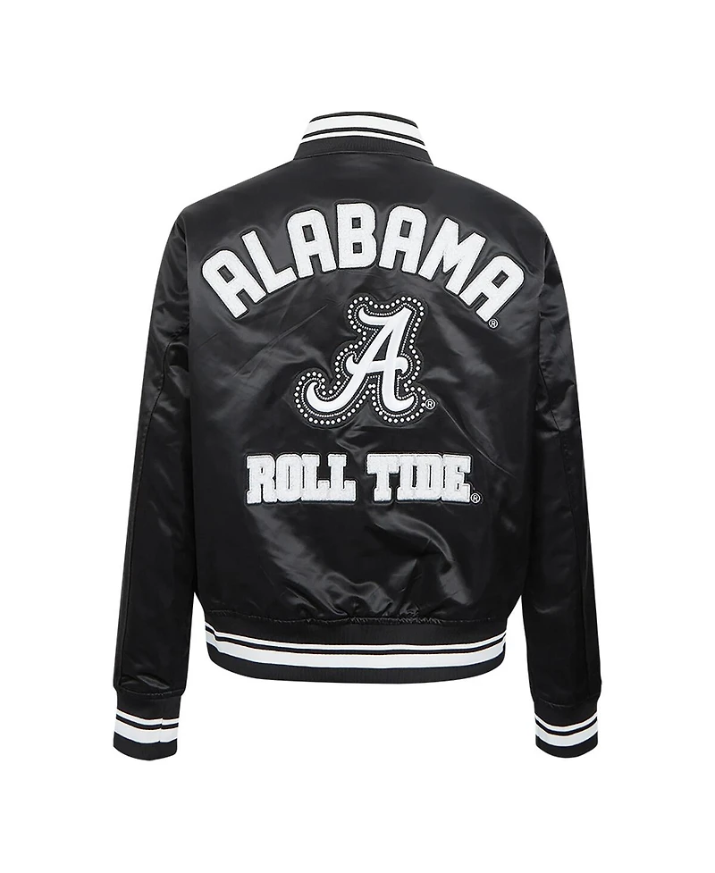 Pro Standard Women's Black Alabama Crimson Tide Satin Cultivated-Pearl Full-Snap Jacket