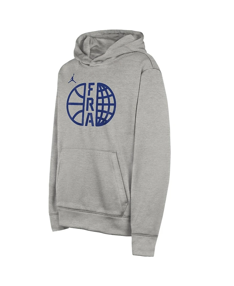 Jordan Big Boys and Girls Heather Gray France Basketball Authentic Practice Club Pullover Hoodie