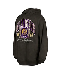 New Era Men's and Women's Charcoal Los Angeles Lakers Oversized Essentials Pigment Wash Fleece Pullover Hoodie