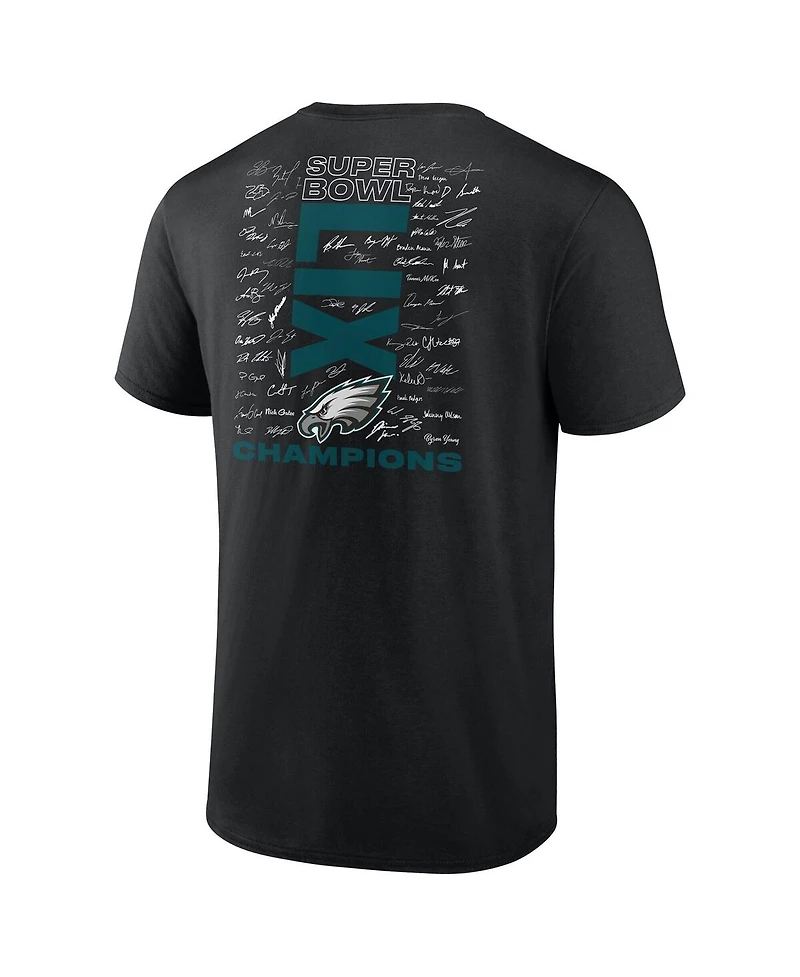 Fanatics Men's Black Philadelphia Eagles Super Bowl Lix Champions Big Tall Roster Autograph Signing T-Shirt
