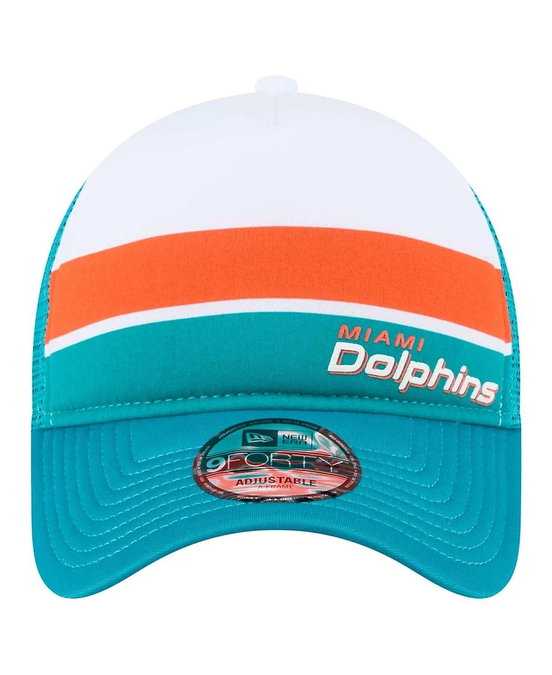 New Era Big Boys and Girls Aqua Miami Dolphins Sport Night Color Block 9FORTY A-Frame Trucker Adjustable Hat