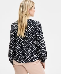 On 34th Women's Printed Pintuck Blouse, Exclusively at Macy's