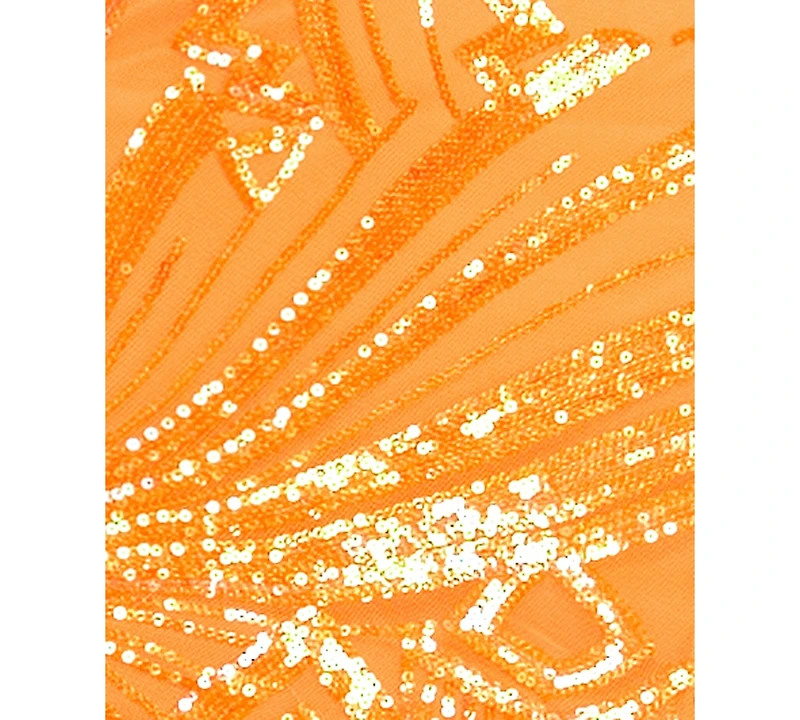 Crystal Doll Juniors' Sequined Lace-Up-Back Gown