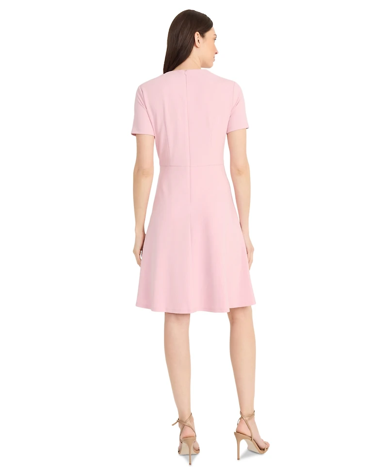 Maggy London Women's Solid Asymmetric-Neck Flared Dress