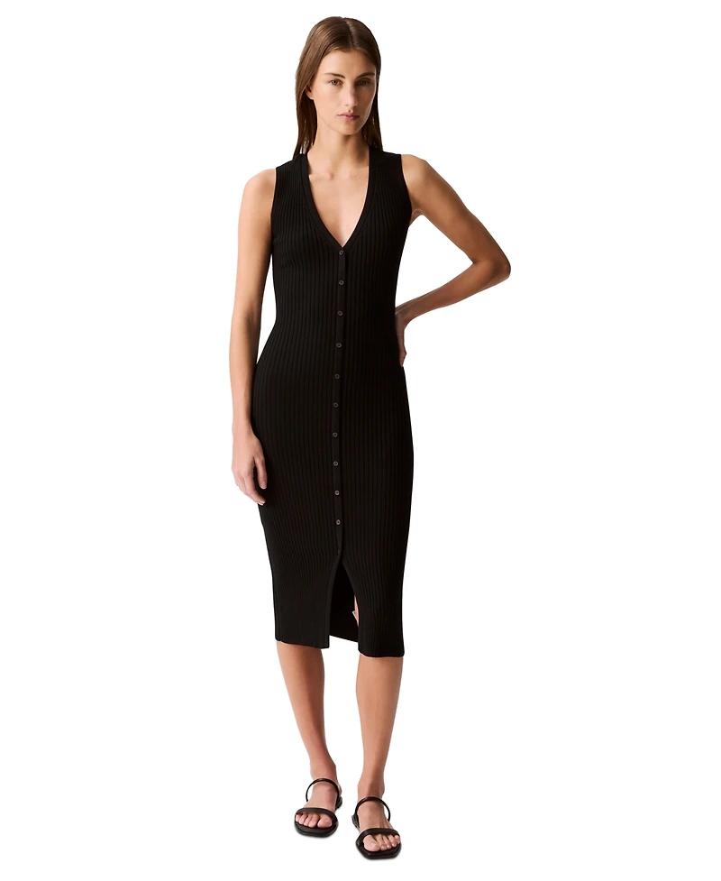 Calvin Klein Jeans Women's Rib-Knit Sleeveless Midi Dress
