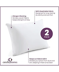 Circles Home 100% Cotton Breathable Pillow Protector with Zipper – White (2 Pack