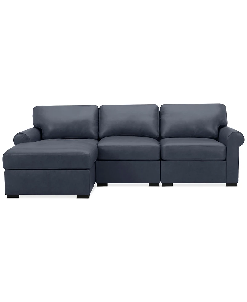 Radley Roll Arm 104" 3-Pc. Leather Sectional, Exclusively at Macy's
