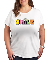 Hybrid Apparel Trendy Plus Smile Graphic Crew Neck T-Shirt