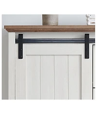5 Drawers Dresser w/Sliding Barn Door, Farmhouse Modern Tall Chest of