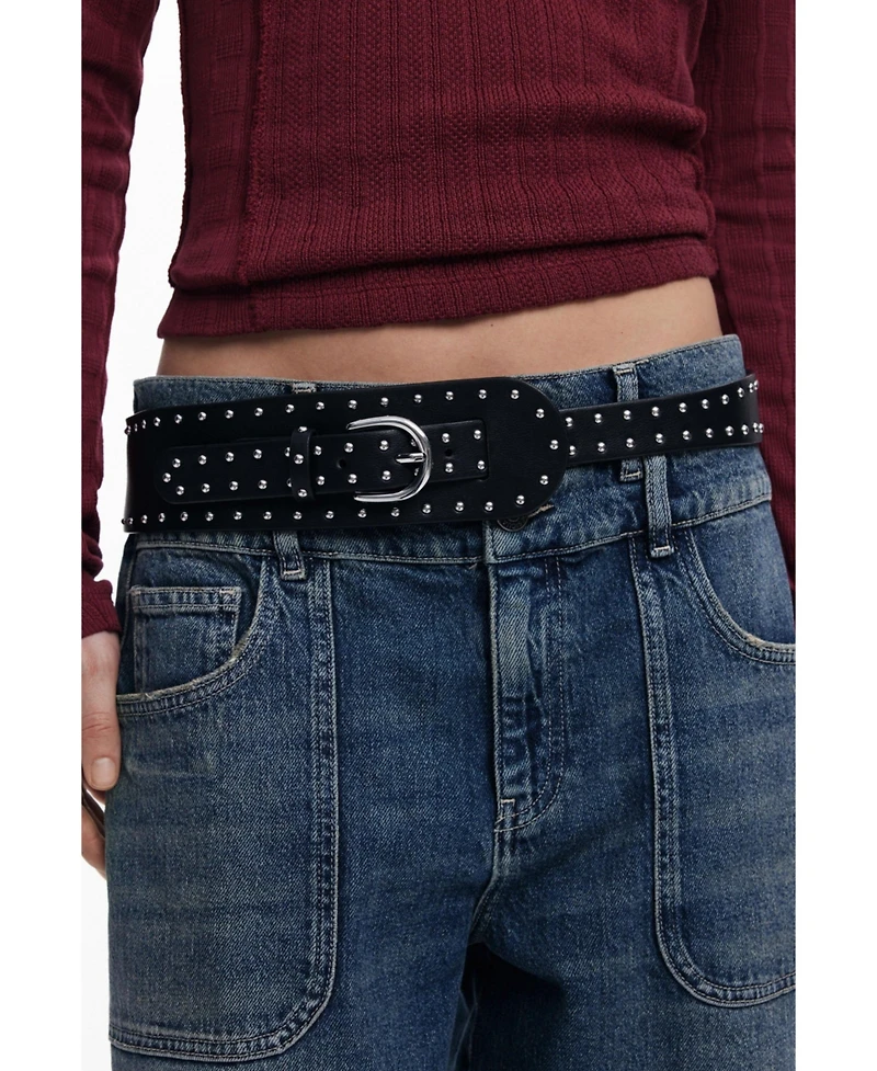 Desigual Women's Wide studded belt