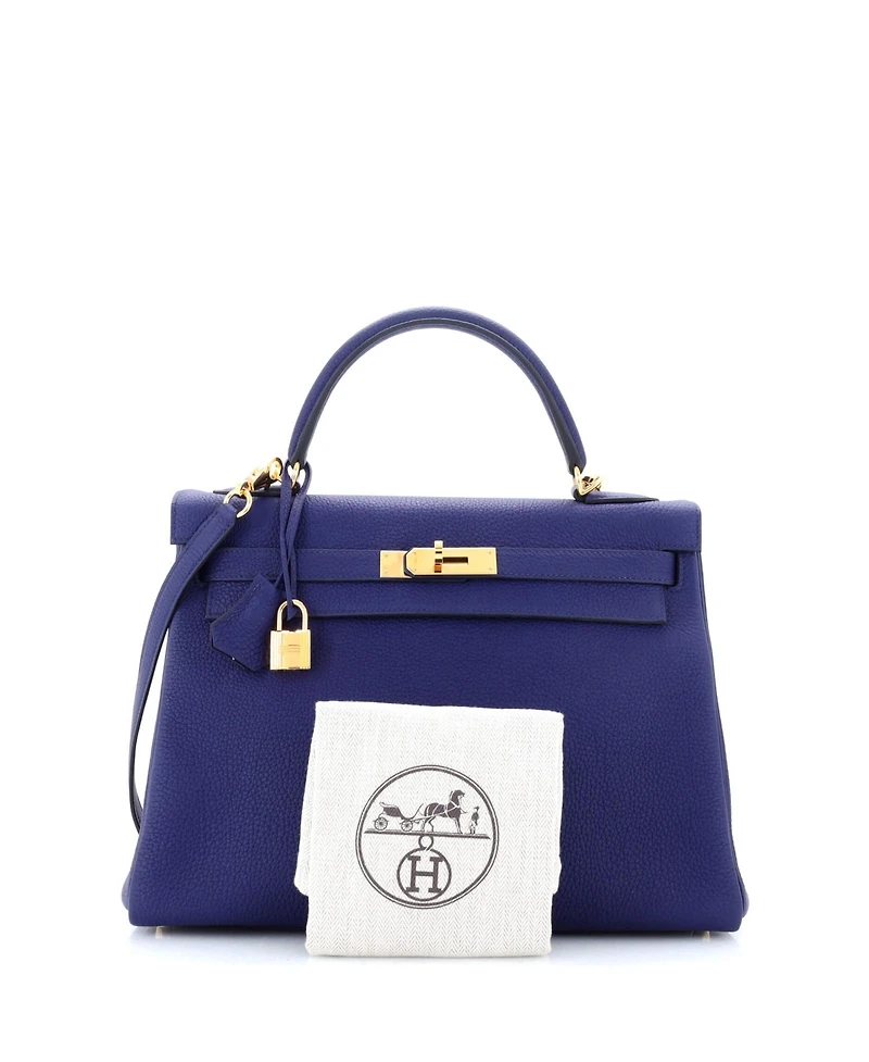 Pre-Owned Hermes Kelly Handbag Togo with Gold Hardware