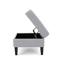 Tufted Storage Ottoman with Waffle Stitching, Upholstered Footrest Hidden Storage-The Pop Home