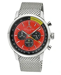 Simon Stainless Steel Chronograph Silver Tone & Black and Red Men's Watch 1322BSIS
