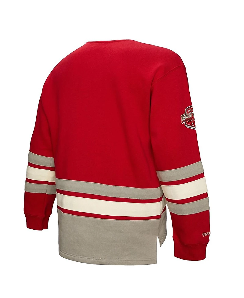 Mitchell & Ness Men's Red Detroit Wings Heritage Lace-Up Pullover Sweatshirt