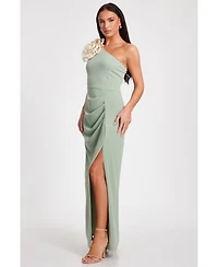 Quiz Women's Scuba Crepe Contrast Corsage Maxi Dress