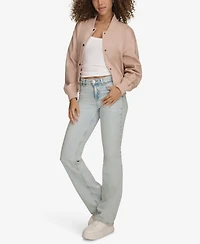 Levi's Women's Ribbed-Edge Cropped Denim Bomber Jacket