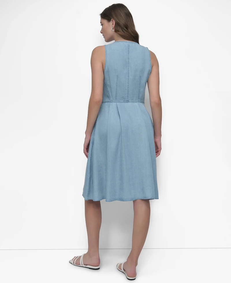 Dkny Women's Sleeveless Zip-Front Fit & Flare Dress