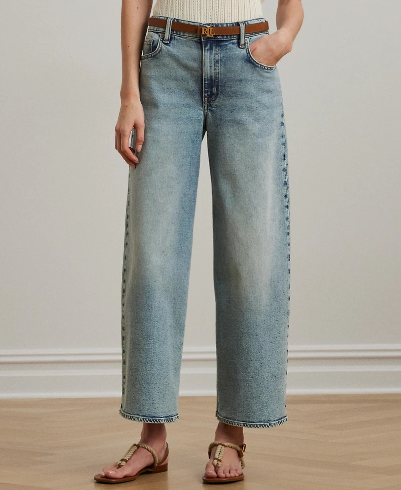 Lauren Ralph Women's High-Rise Wide-Leg Cropped Jeans