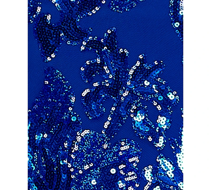 Crystal Doll Juniors' Floral Sequined Sleeveless Gown