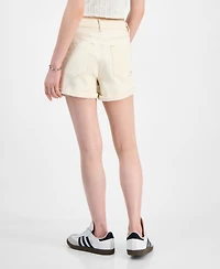Indigo Rein Juniors' Exposed-Button High Rise Destructed Shorts