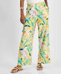 I.n.c. International Concepts Petite Linen-Blend Wide-Leg Pull-On Pants, Exclusively at Macy's