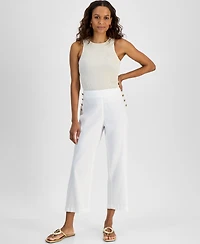 I.n.c. International Concepts Petite Linen-Blend High-Rise Wide-Leg Pants, Created for Macy's