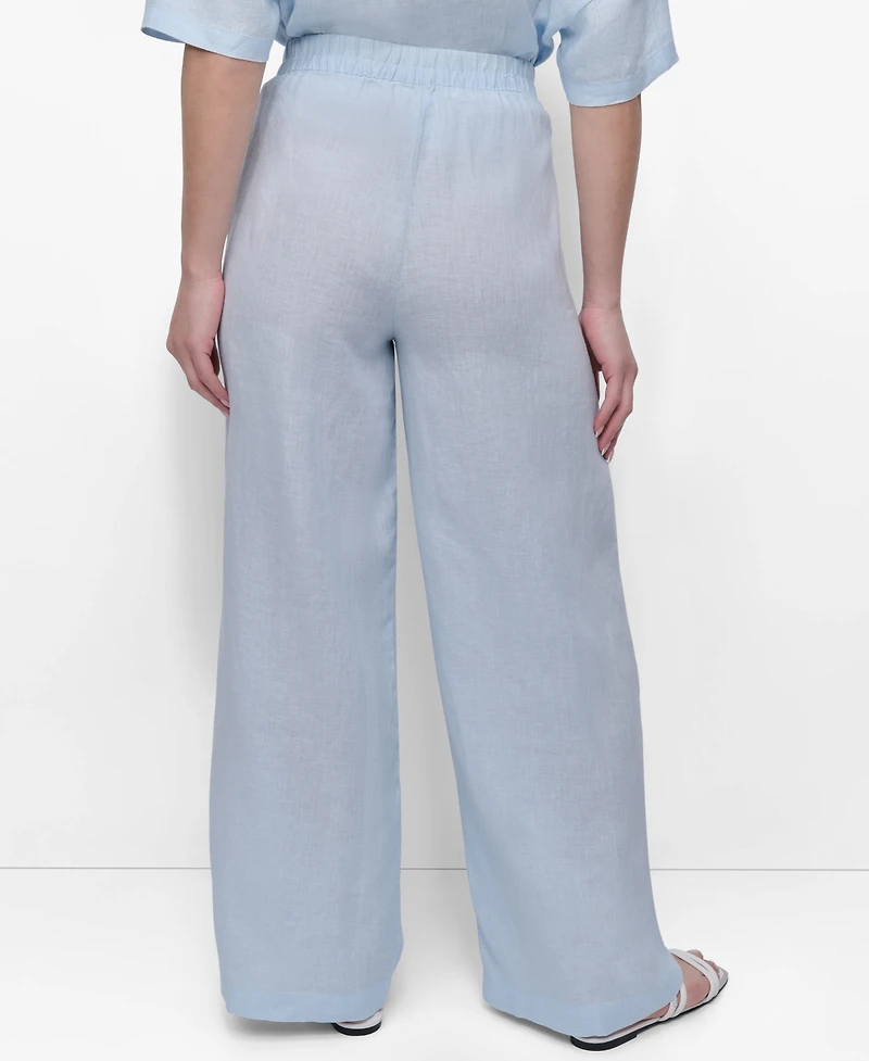 Dkny Women's Linen Wide-Leg Pull-On Pants