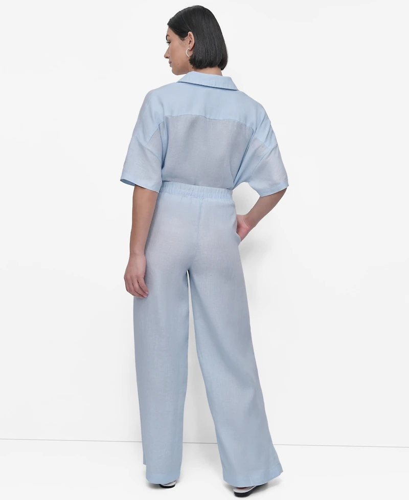Dkny Women's Linen Wide-Leg Pull-On Pants