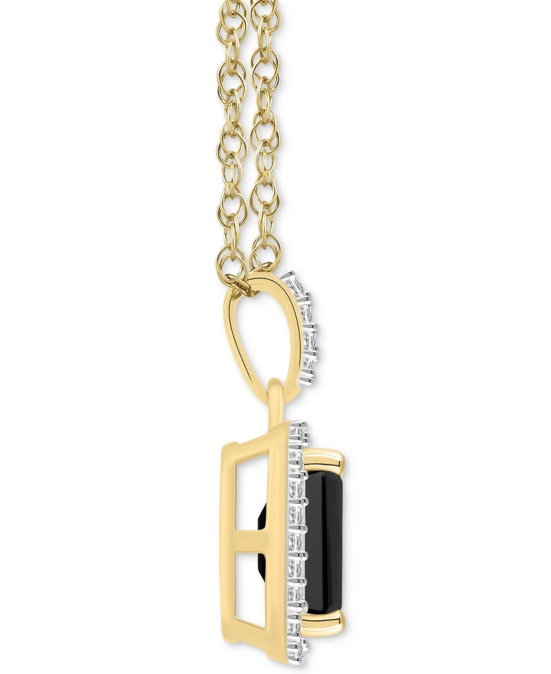 Lab Created Ruby (2 ct. t.w.) & White Sapphire (1/5 Rectangle Pendant Necklace 10k Yellow Gold