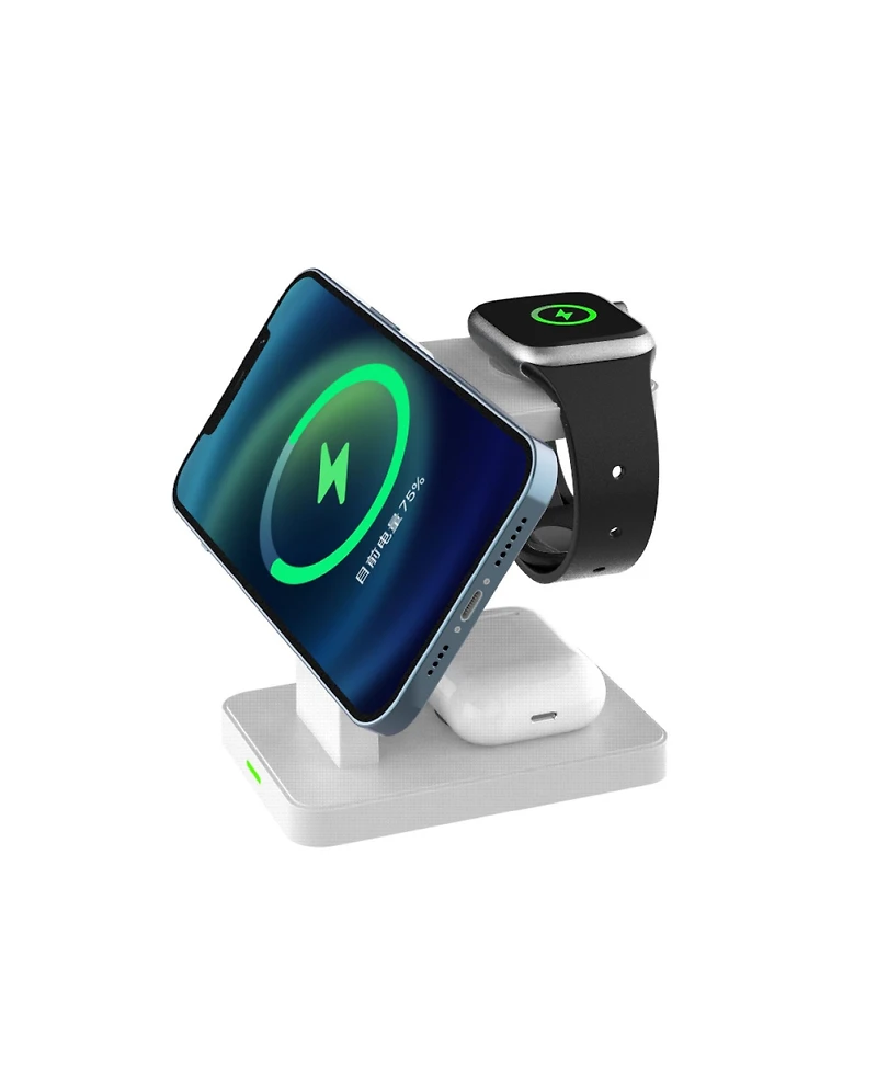 Brookstone 3-In-1 Wireless Charging Station for Phone, Apple Watch, and Apple Airpods with 4ft Cable