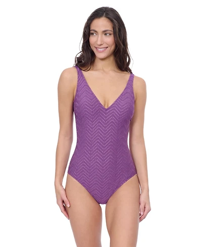 Profile by Gottex Women's Blend V Neck Texture One Piece